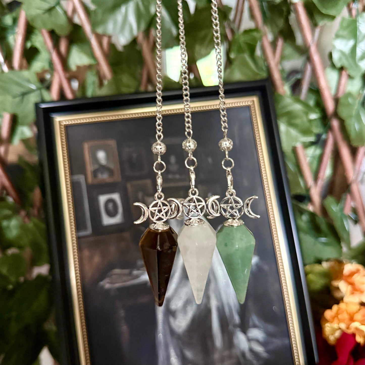 Triple Moon Pendulum, Assorted Crystals, Choose Your Own!