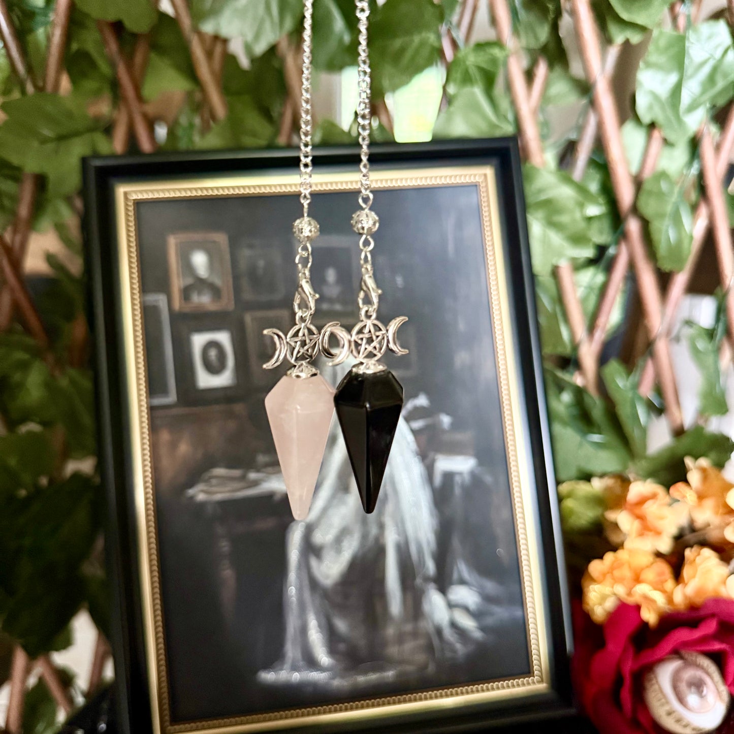 Triple Moon Pendulum, Assorted Crystals, Choose Your Own!