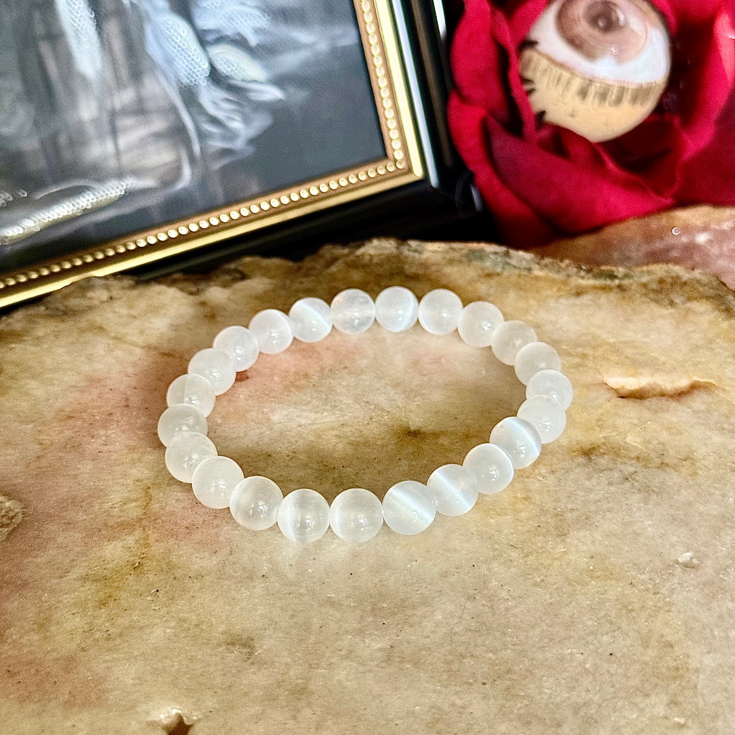Selenite 8mm Bracelet, Powerful Healing & Cleansing