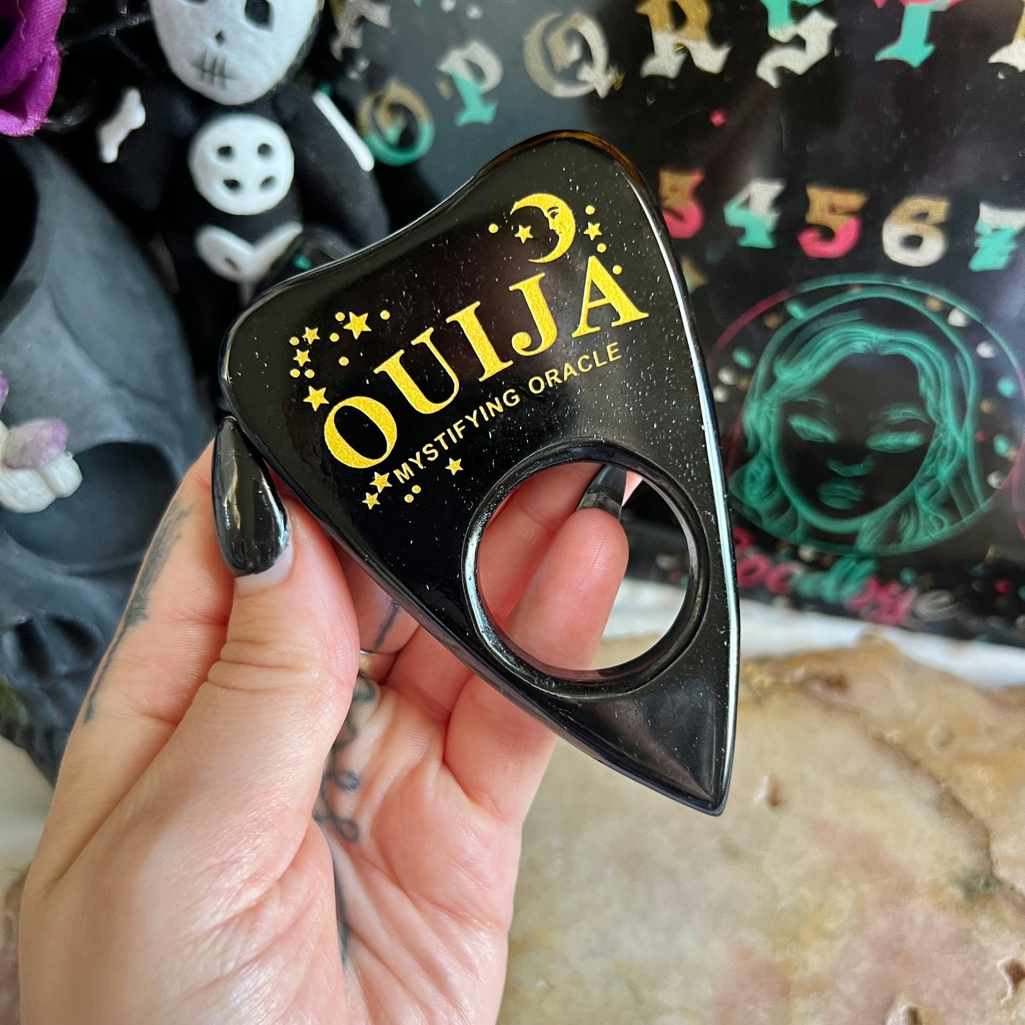 Custom Black Obsidian Ouija Planchette, Powerful Protection, Negativity Crystal