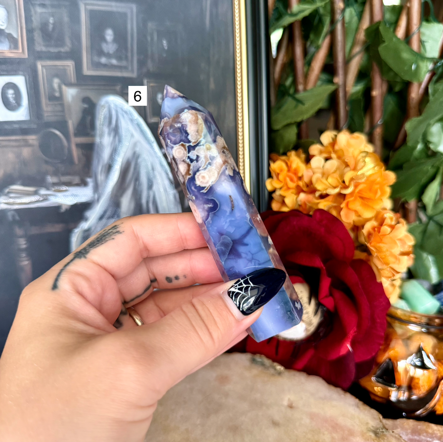 Blue Flower Agate Tower, New Beginnings & Transformation Stone