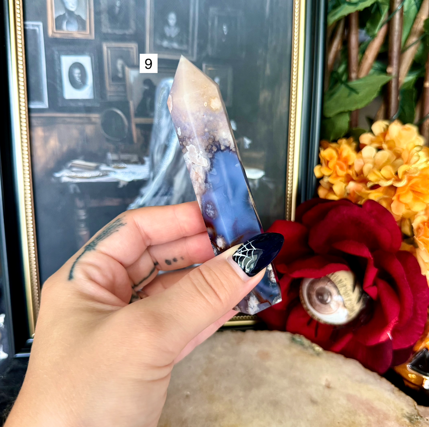 Blue Flower Agate Tower, New Beginnings & Transformation Stone