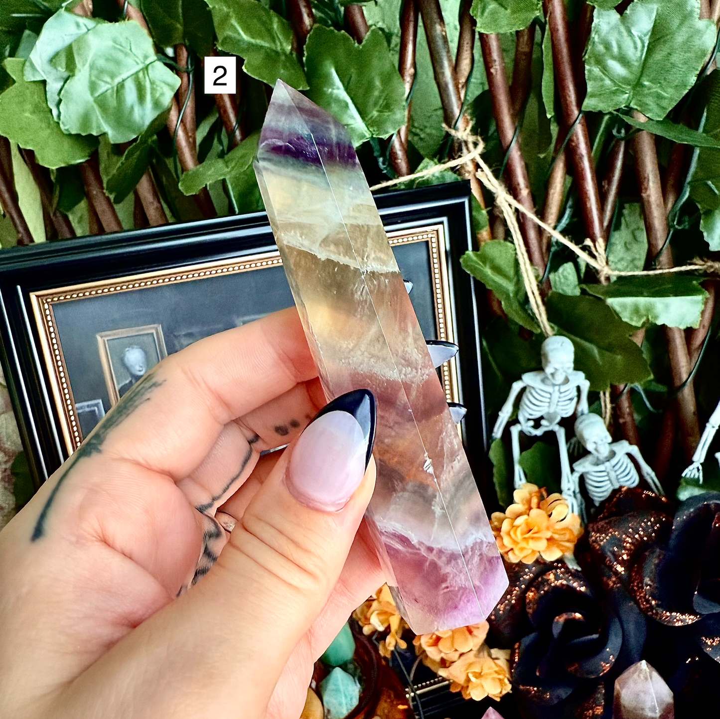 Rainbow Fluorite Tower, Detoxing & Negativity Crystal
