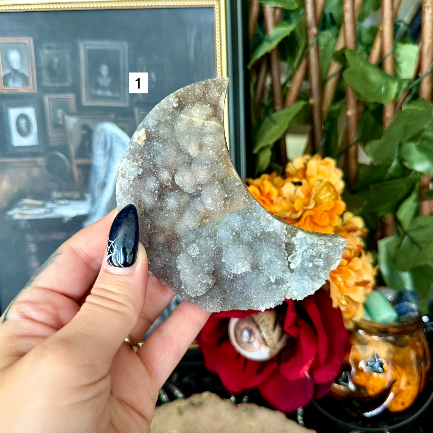 Druzy Zeolite Crescent Moon, Cleansing & Detoxifying Stone