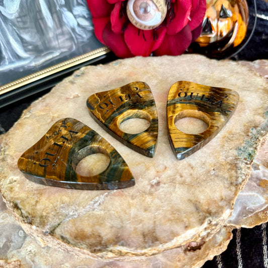 Highest Quality Custom Tigers Eye Ouija Planchette, Strength & Protection Stone