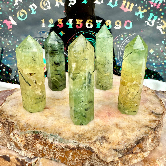 Druzy Prehnite Tower, Unconditional Love, Heart Chakra