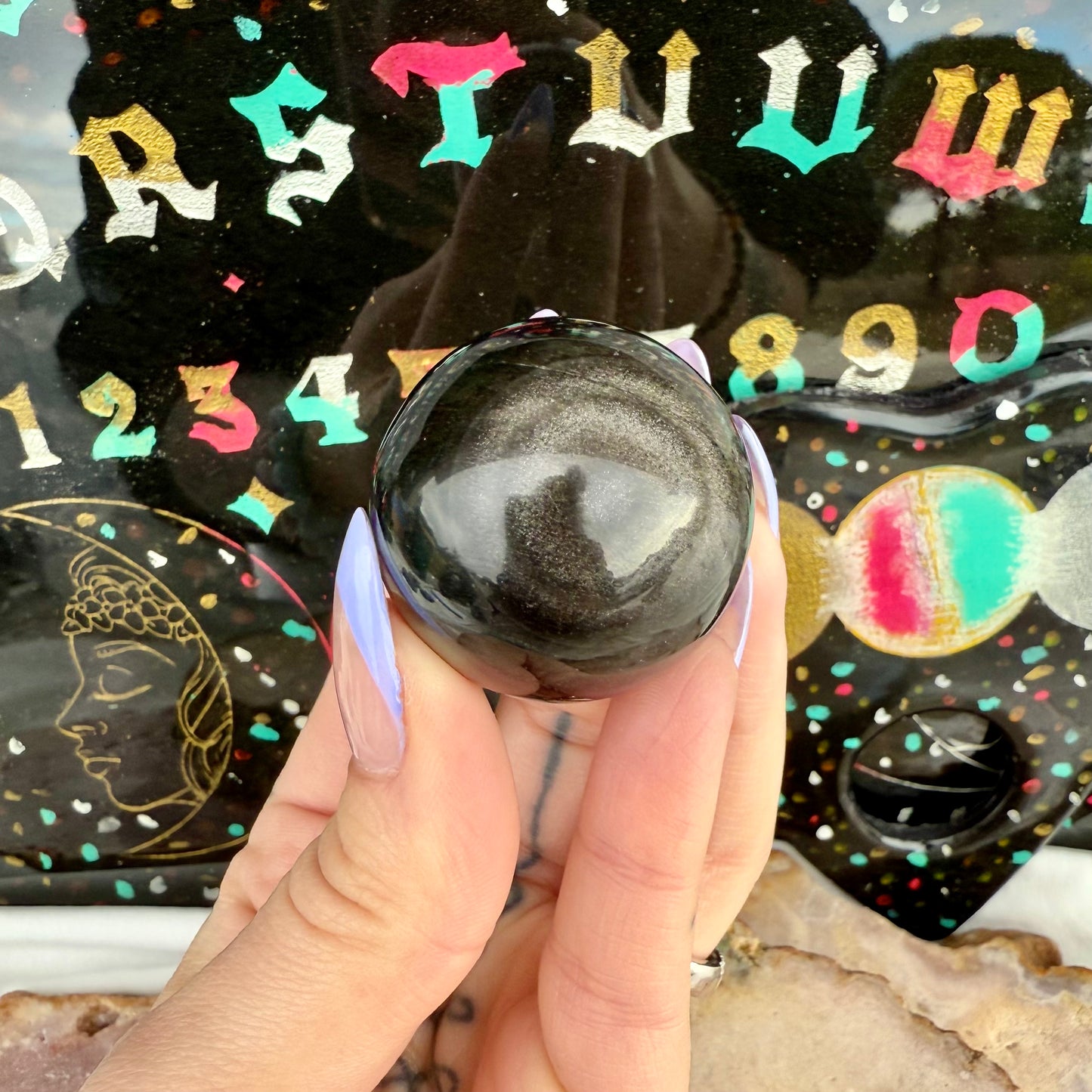 Silver Sheen Obsidian Sphere, Powerful Protection, Purifying Stone