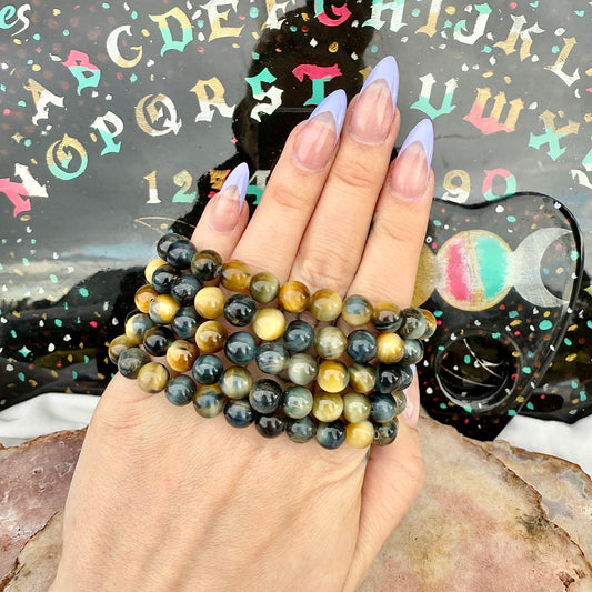 Blue Tigers Eye 8mm Bracelet, Courage, Willpower Stone