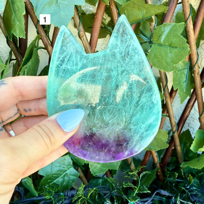 Fluorite Cat Carved Bowl, Detoxing & Negativity Stone