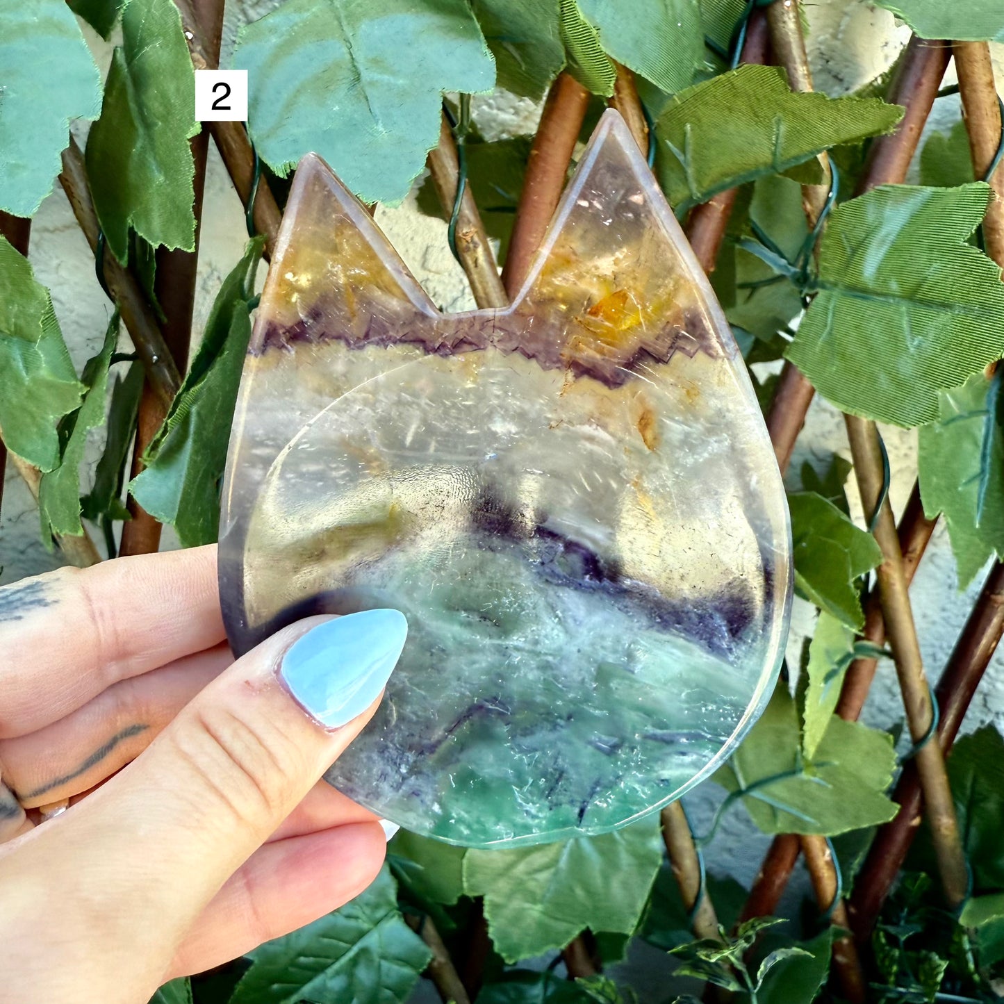 Fluorite Cat Carved Bowl, Detoxing & Negativity Stone