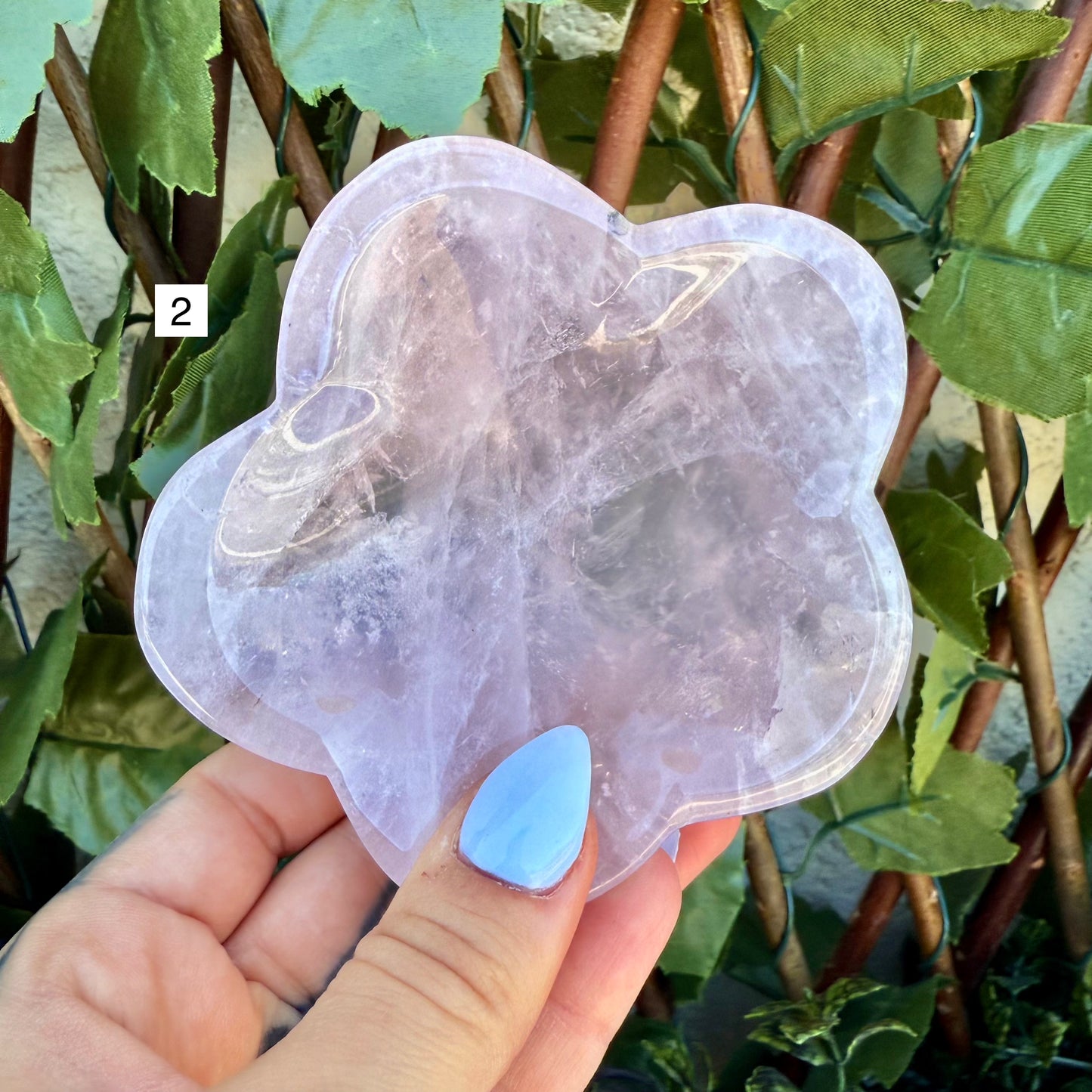 Rose Quartz Carved Flower Bowl, Self-Love & Healing Crystal