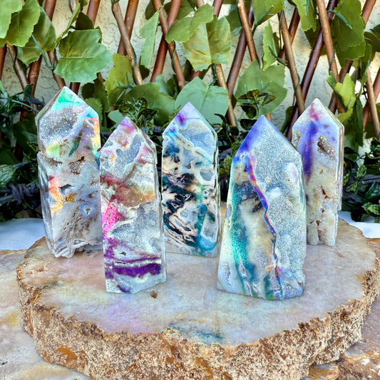 Rainbow Aura Sphalerite Tower, Emotional & Spiritual Balance
