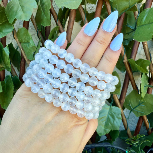 Selenite 8mm Bracelet, Powerful Healing & Cleansing