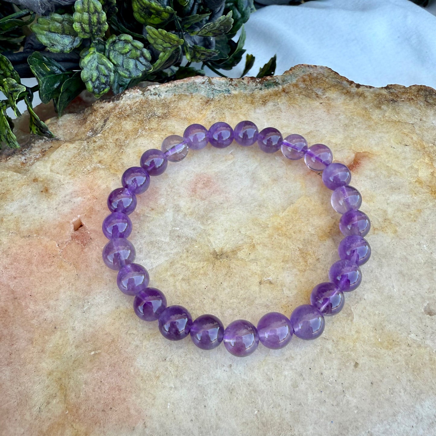 Amethyst 8mm Bracelet, Stress Relieving, Third Eye Chakra