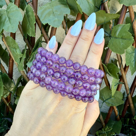 Amethyst 8mm Bracelet, Stress Relieving, Third Eye Chakra