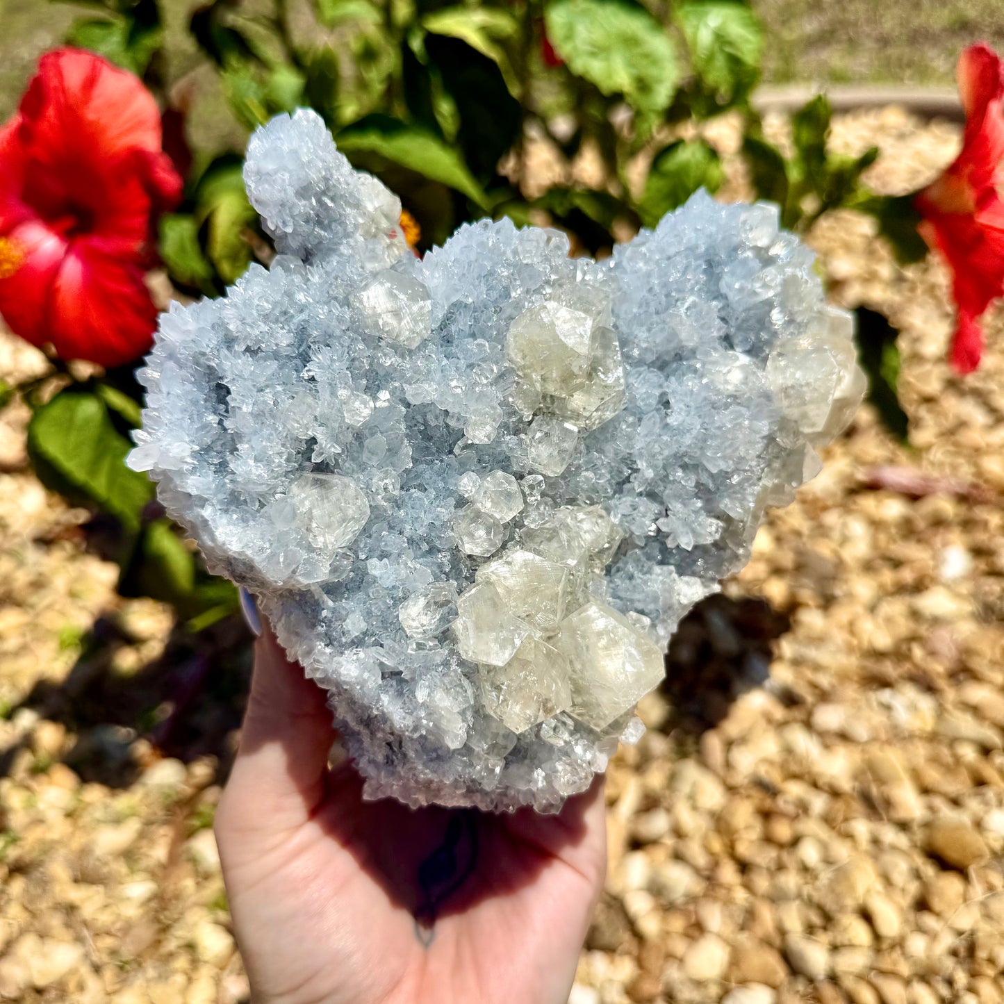 Raw Chalcedony Growing With Calcite Specimen, Tranquility & Aura Cleansing