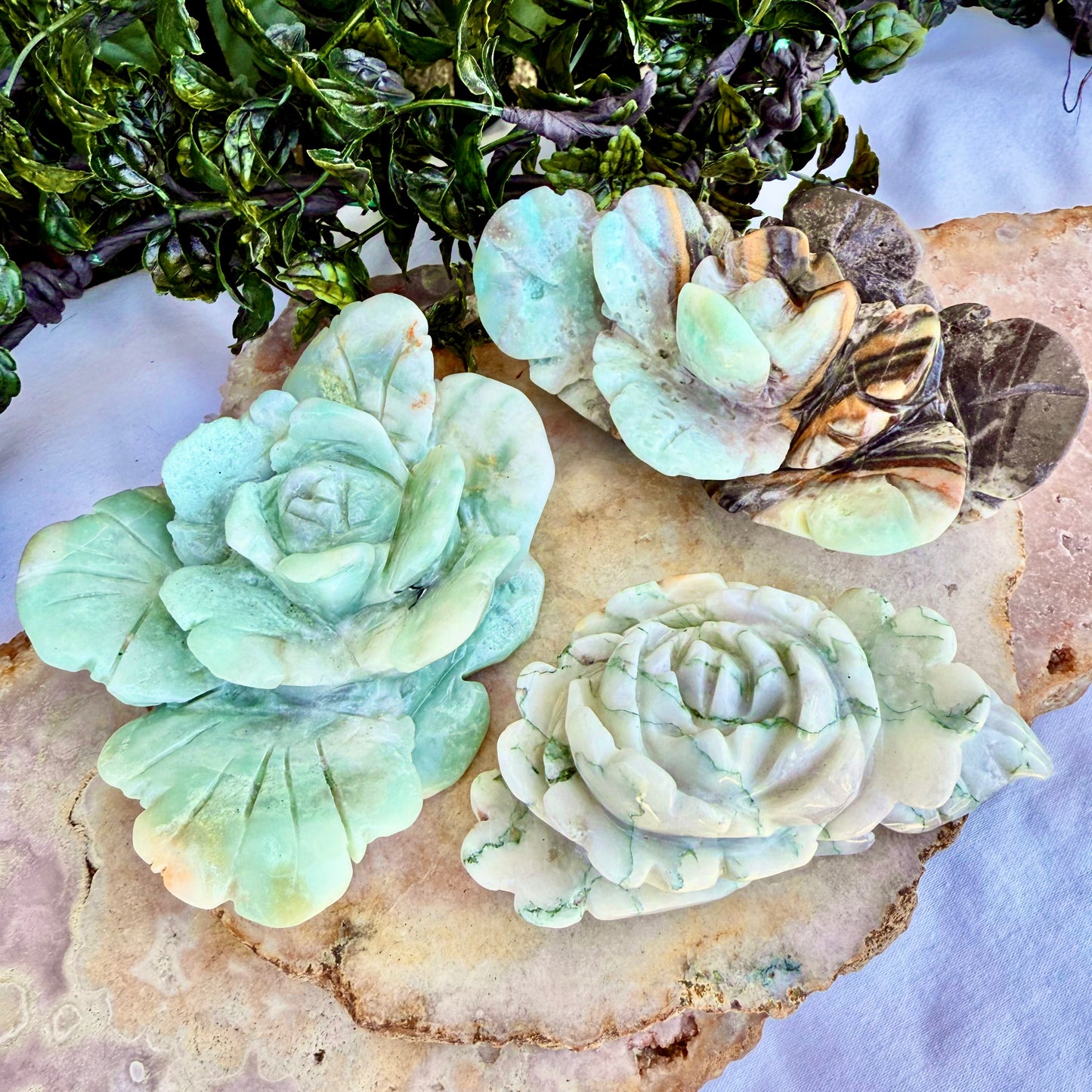 Amazonite Or Moss Agate Lotus Flower, Choose Your Own!