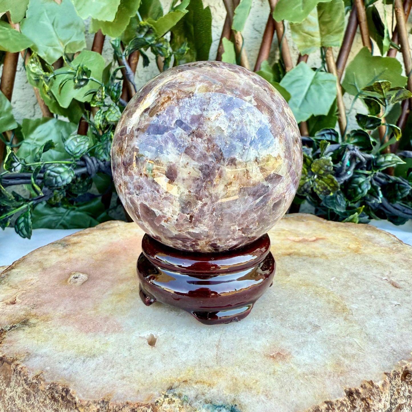 Purple Mica Lepidolite Sphere, Stress & Inner Peace