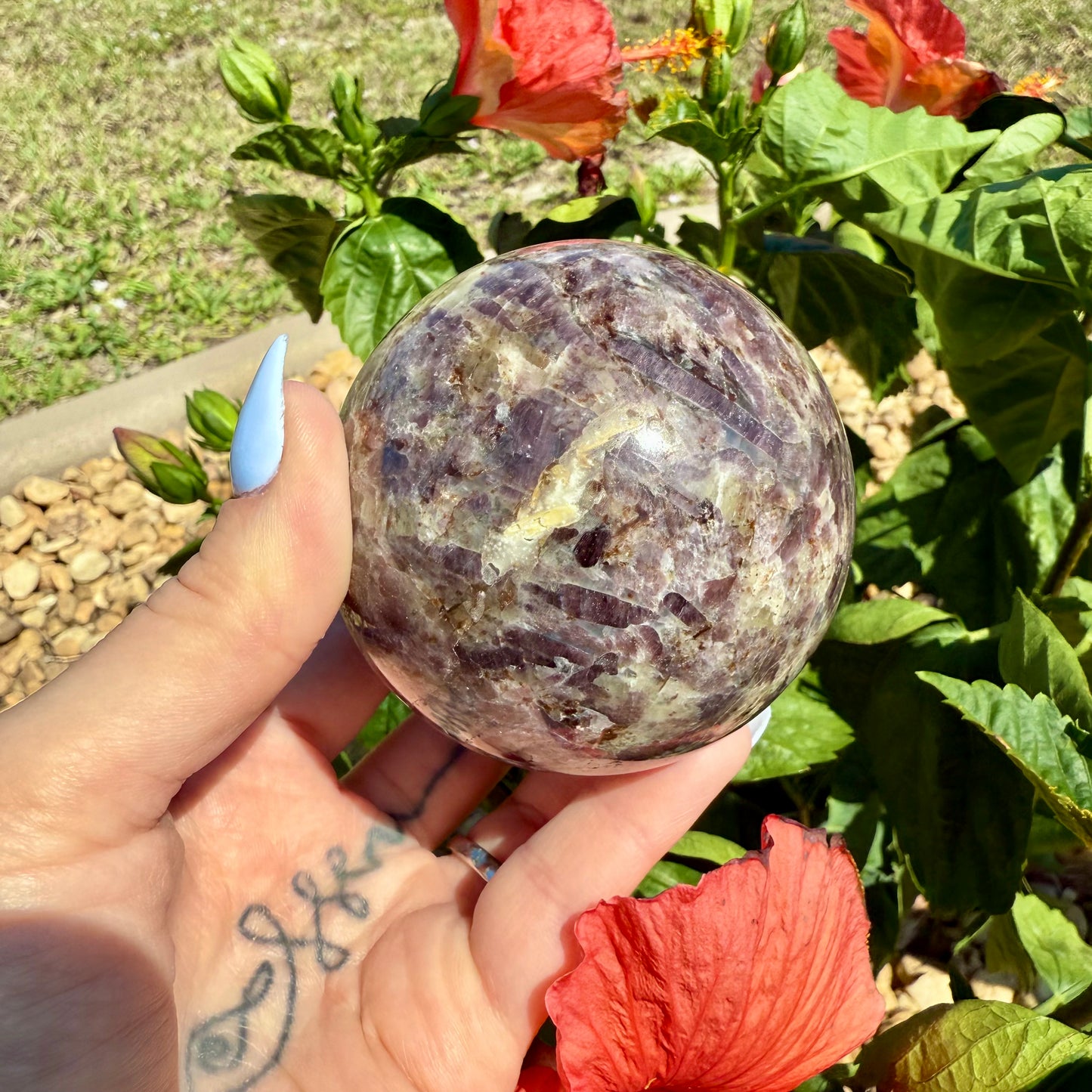 Purple Mica Lepidolite Sphere, Stress & Inner Peace