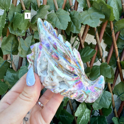 Rainbow Aura Sphalerite Dragon Head, Emotional & Spiritual Balance