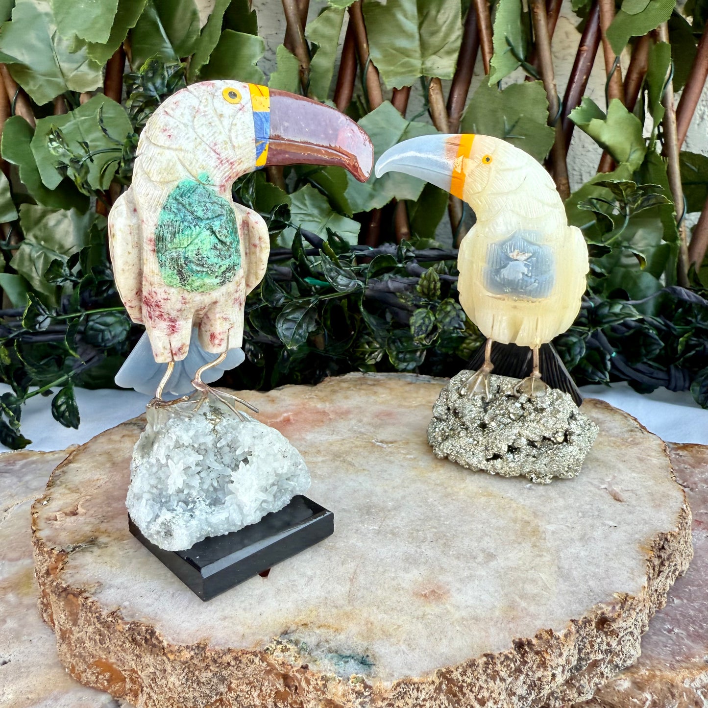 Colorful Carved Toucan, Assorted Crystals, Choose Your Own!