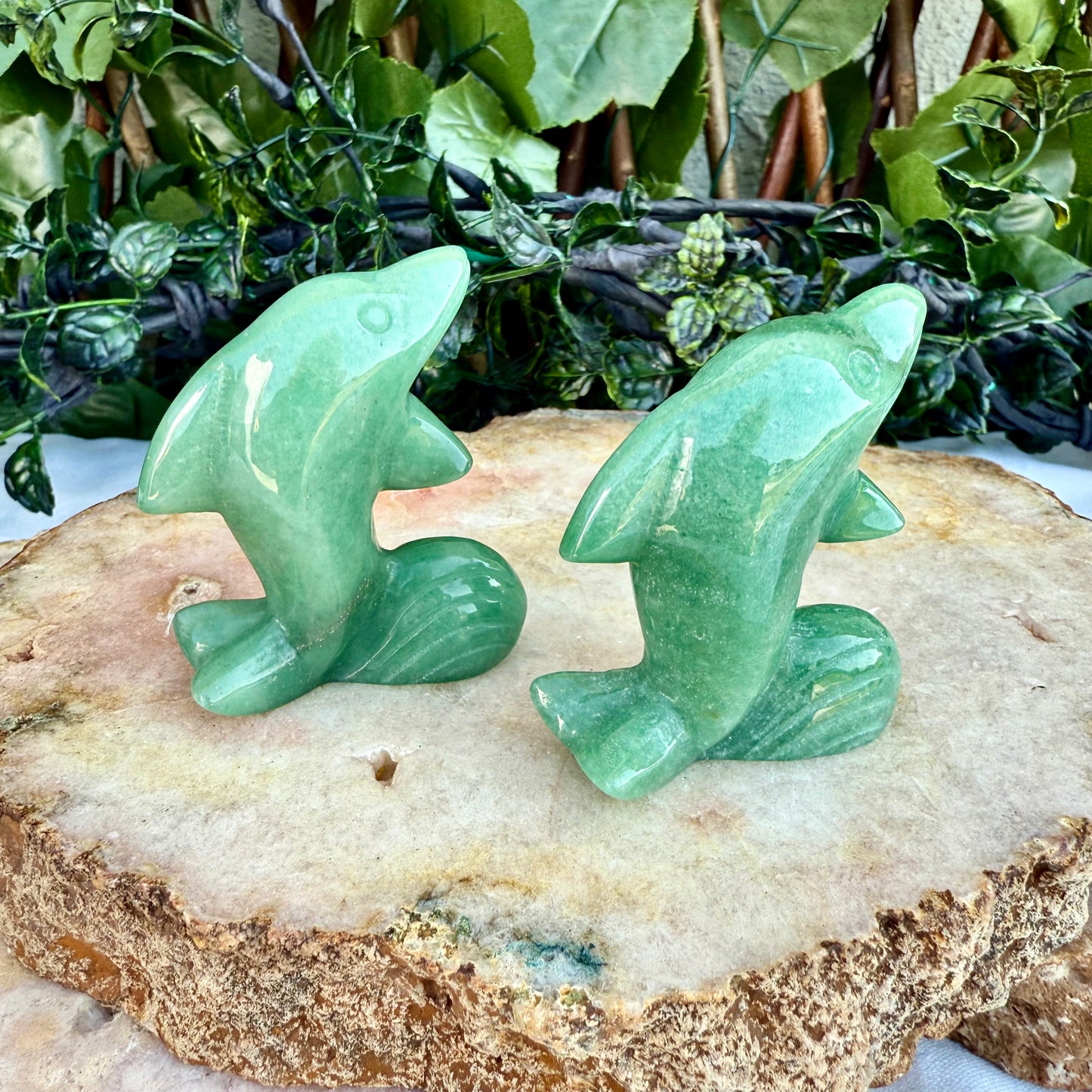 Assorted Carved Dolphins, Fluorite, Amethyst, Strawberry Quarzt