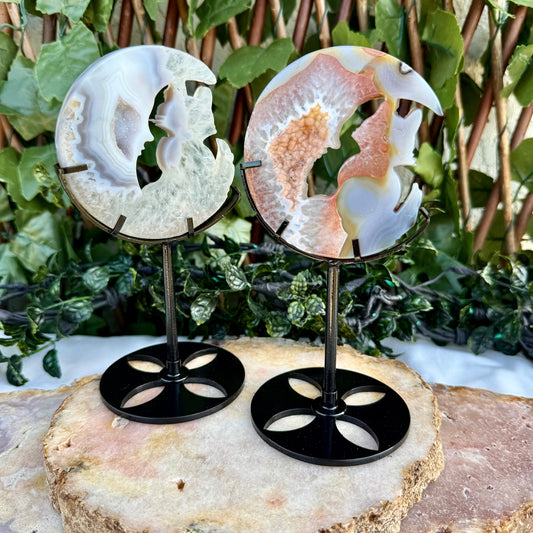 Druzy Blue Agate Carved Cat With Stand, Grounding, Calming & Soothing