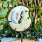 Druzy Blue Agate Carved Cat With Stand, Grounding, Calming & Soothing