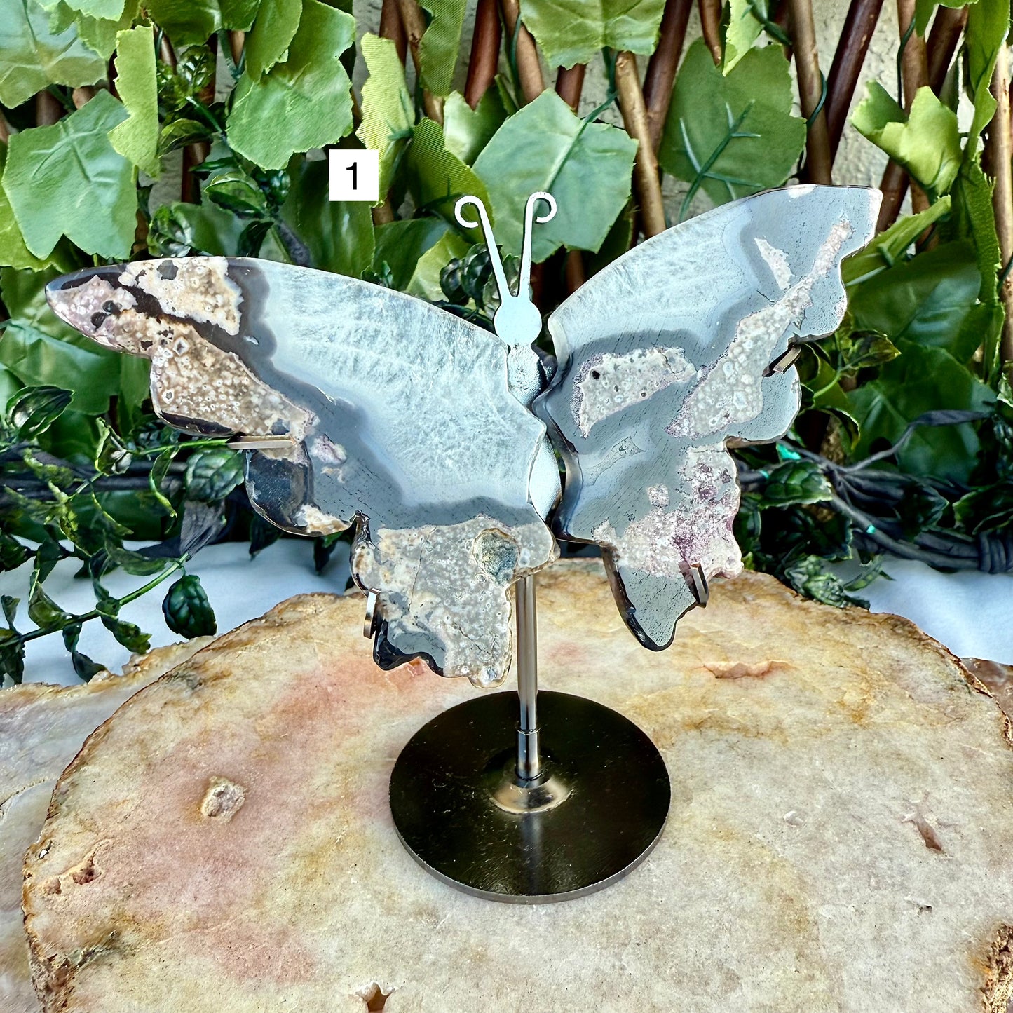 UV Reactive Volcanic Agate Butterfly, Intuition, Grounding Stone
