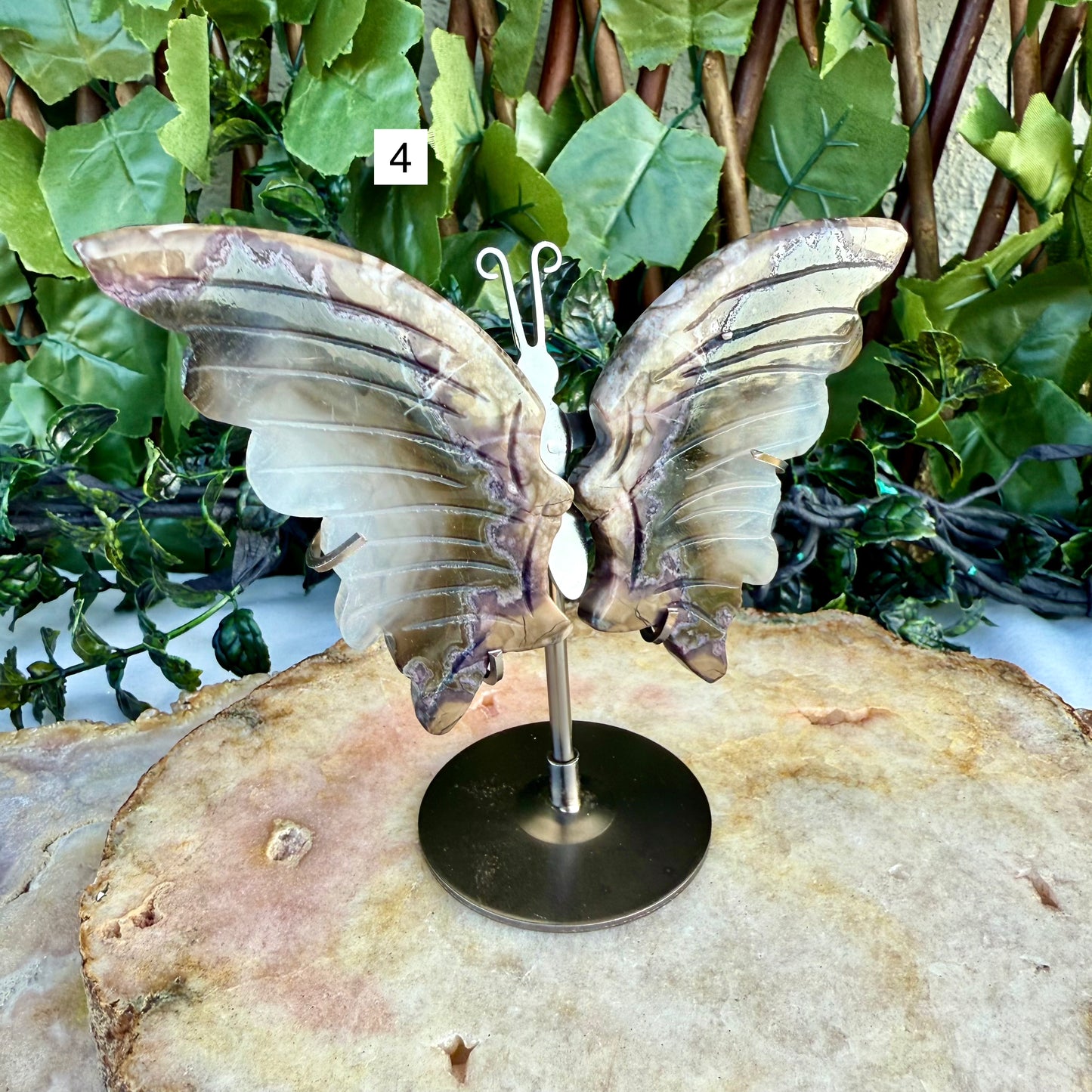 UV Reactive Volcanic Agate Butterfly, Intuition, Grounding Stone