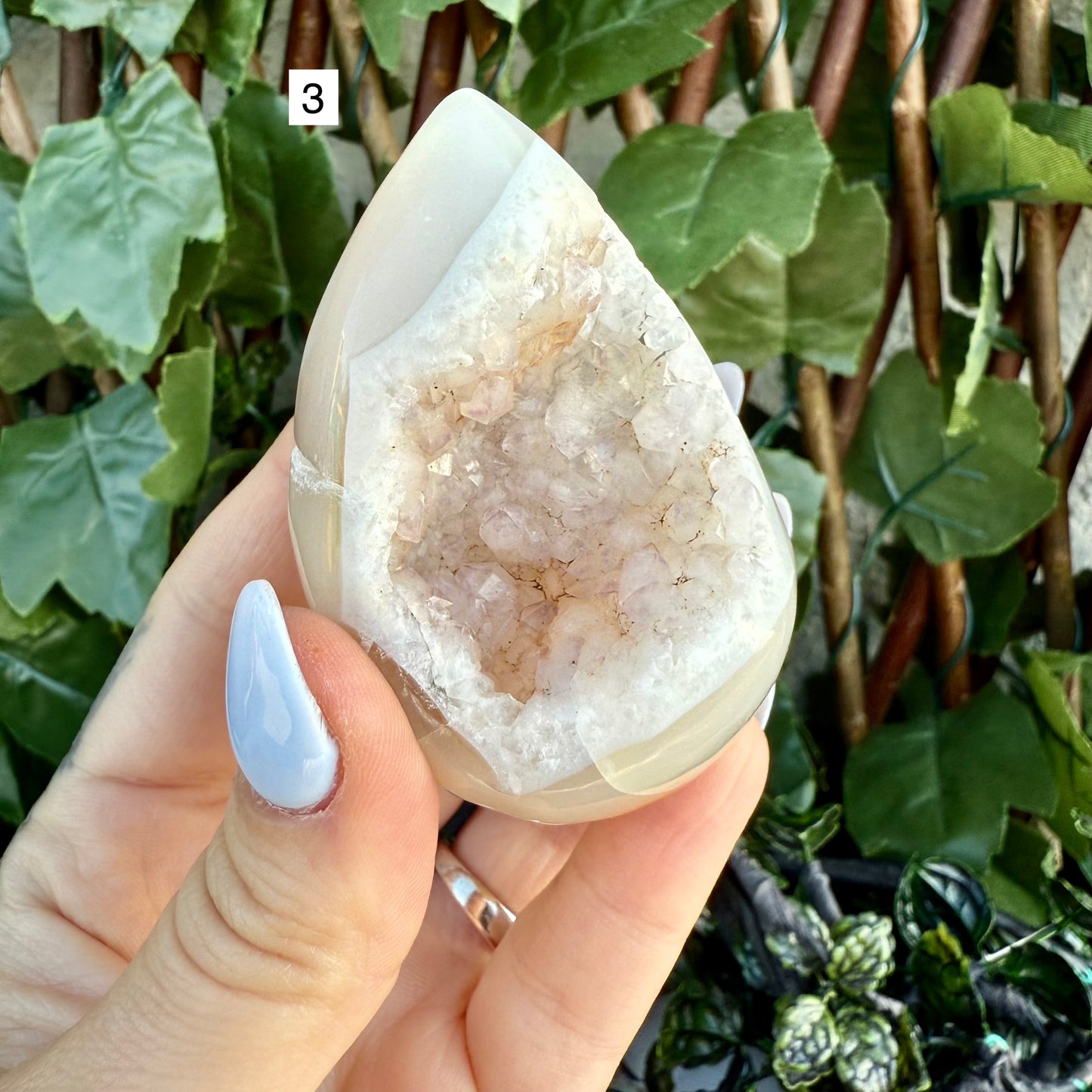 Druzy Peach Agate Egg, Grounding, Calming & Soothing
