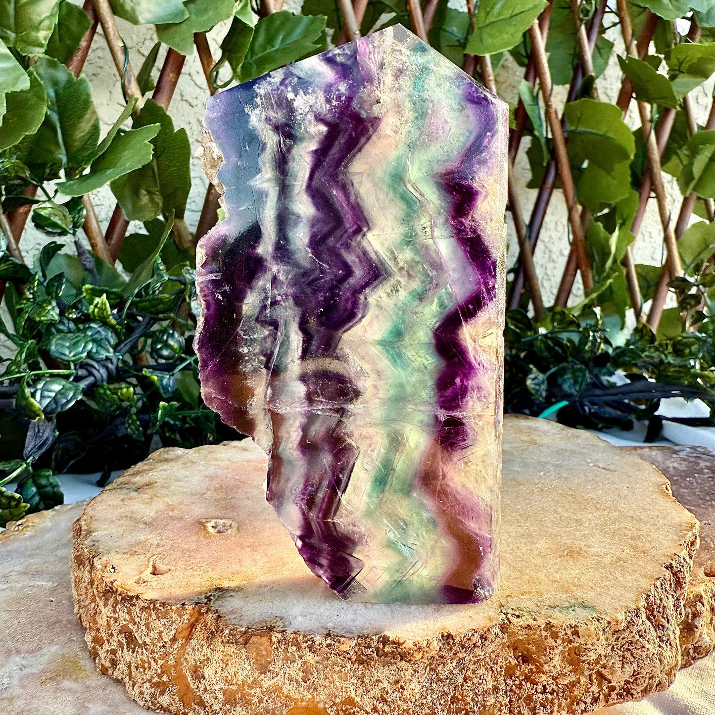 Large Rainbow Fluorite Half Raw Tower, Detoxing & Negativity Stone