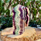 Large Rainbow Fluorite Half Raw Tower, Detoxing & Negativity Stone