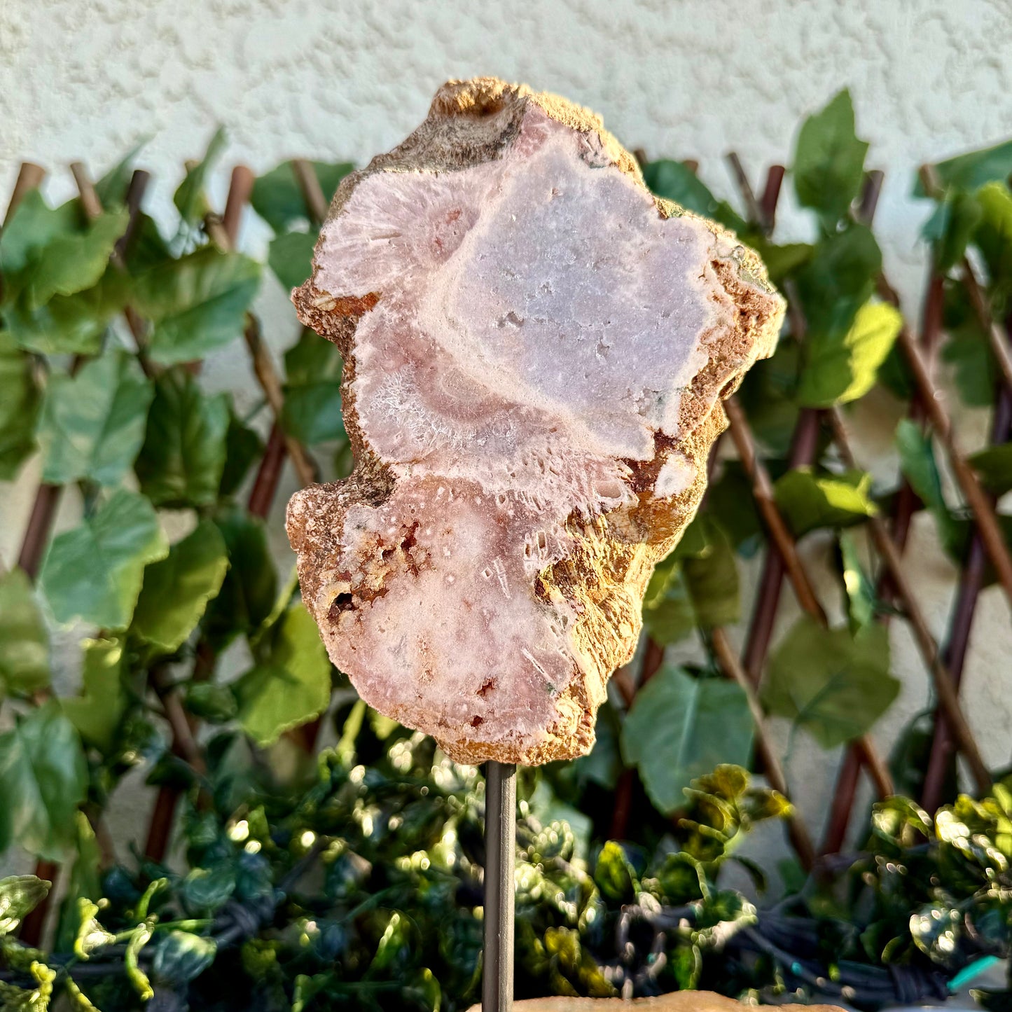 Rare Pink Amethyst Freeform With Stand, Peace, Love & Happiness Stone