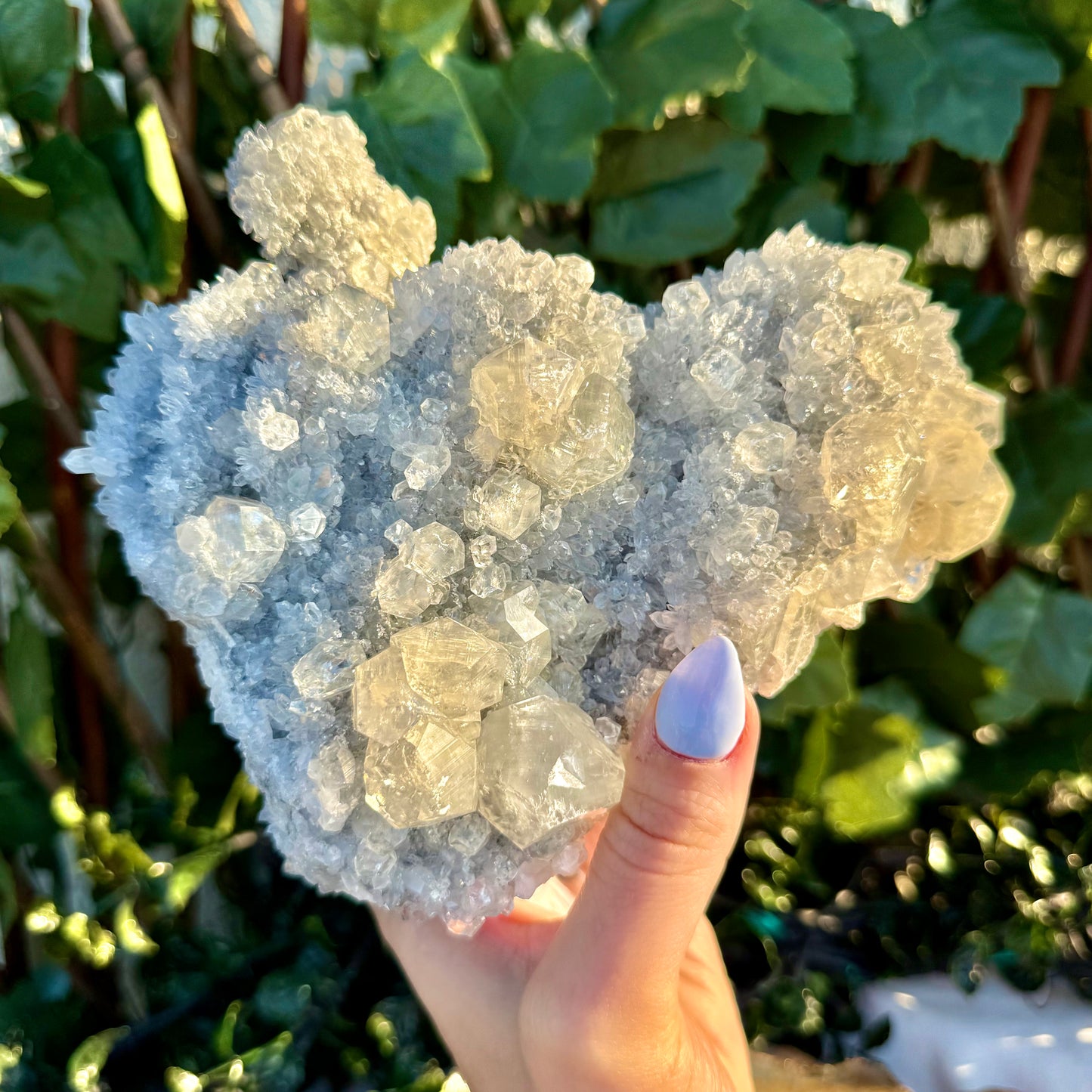 Raw Chalcedony Growing With Calcite Specimen, Tranquility & Aura Cleansing