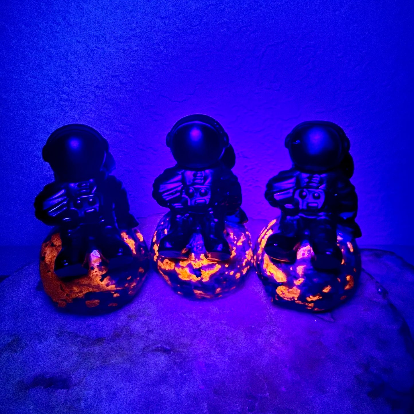 UV Reactive Carved Astronaut, Yooperlite & Black Obsidian