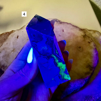 UV Reactive Volcanic Agate Tower, Intuition, Grounding Stone