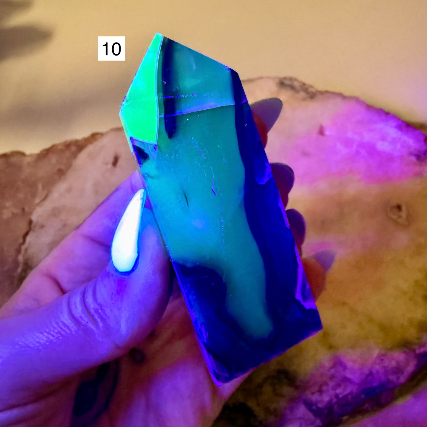 UV Reactive Volcanic Agate Tower, Intuition, Grounding Stone