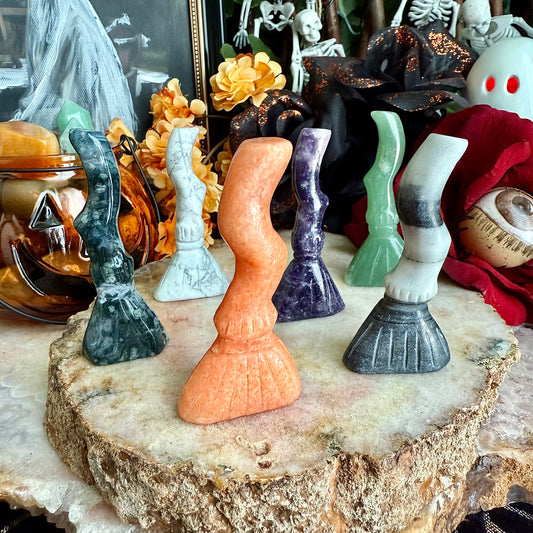 Assorted Carved Witch Broom, Choose Your Own!