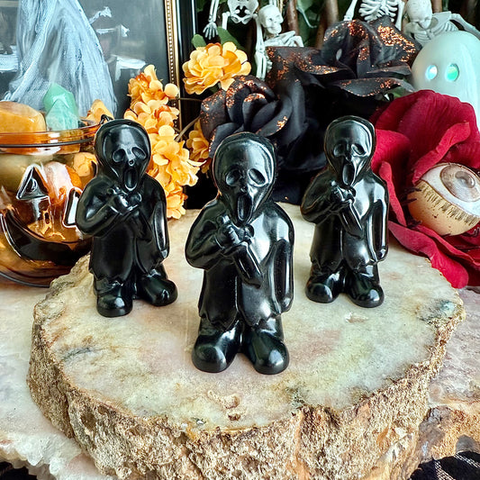 Black Obsidian Carved Ghostface, Negativity Stone, Protection