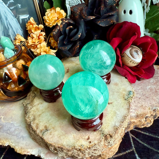 Highest Quality Mint Fluorite Sphere, Detoxing, Negativity Crystal