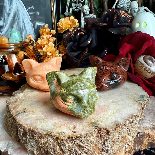 Third Eye Cat Head, Assorted Crystals, Choose Your Own!