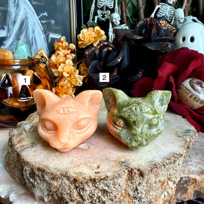 Third Eye Cat Head, Assorted Crystals, Choose Your Own!