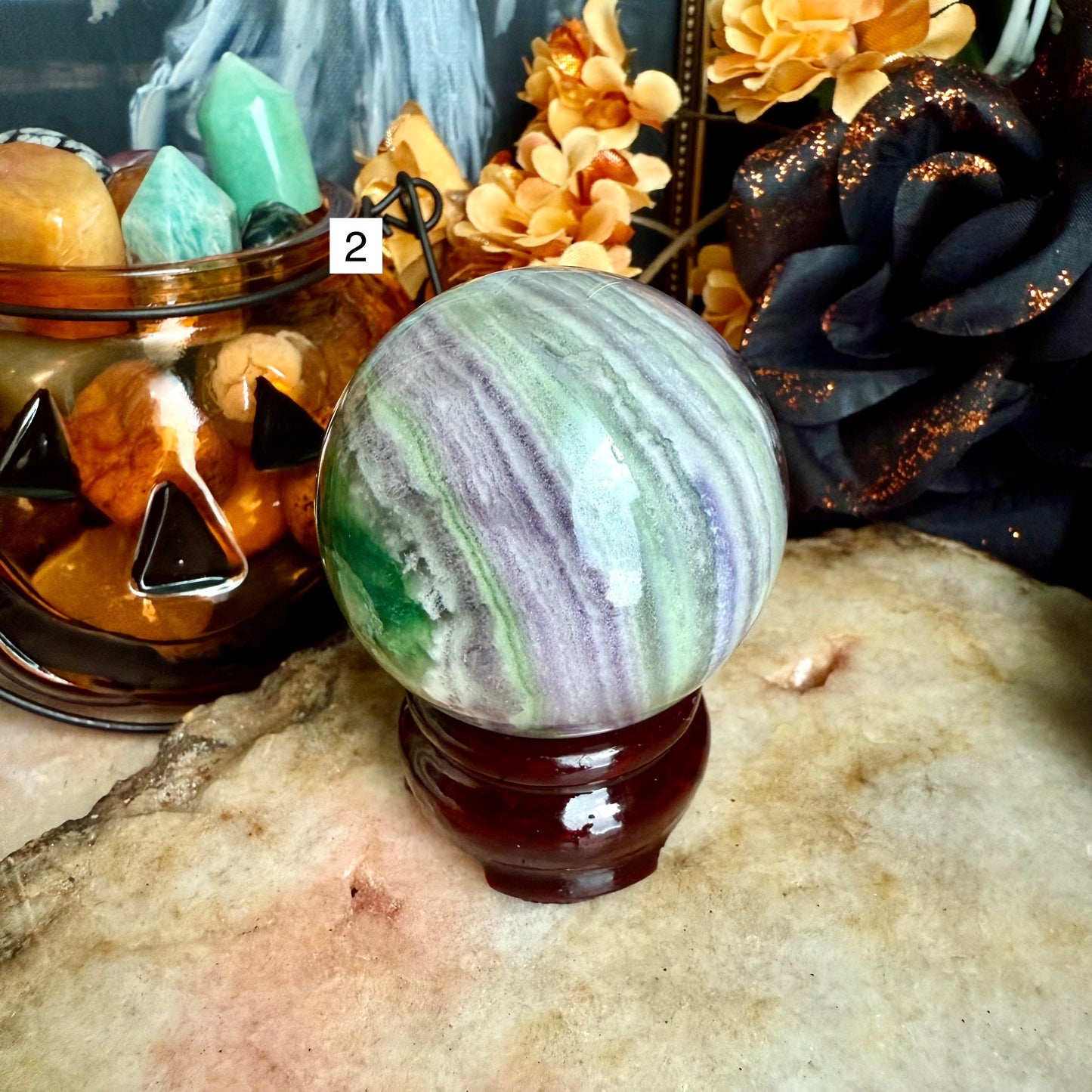 Silk Fluorite Sphere, Detoxing, Negativity Crystal