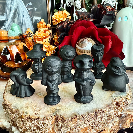 Black Obsidian Nightmare Before Christmas Character Set, Intense Protection, Negativity Crystal