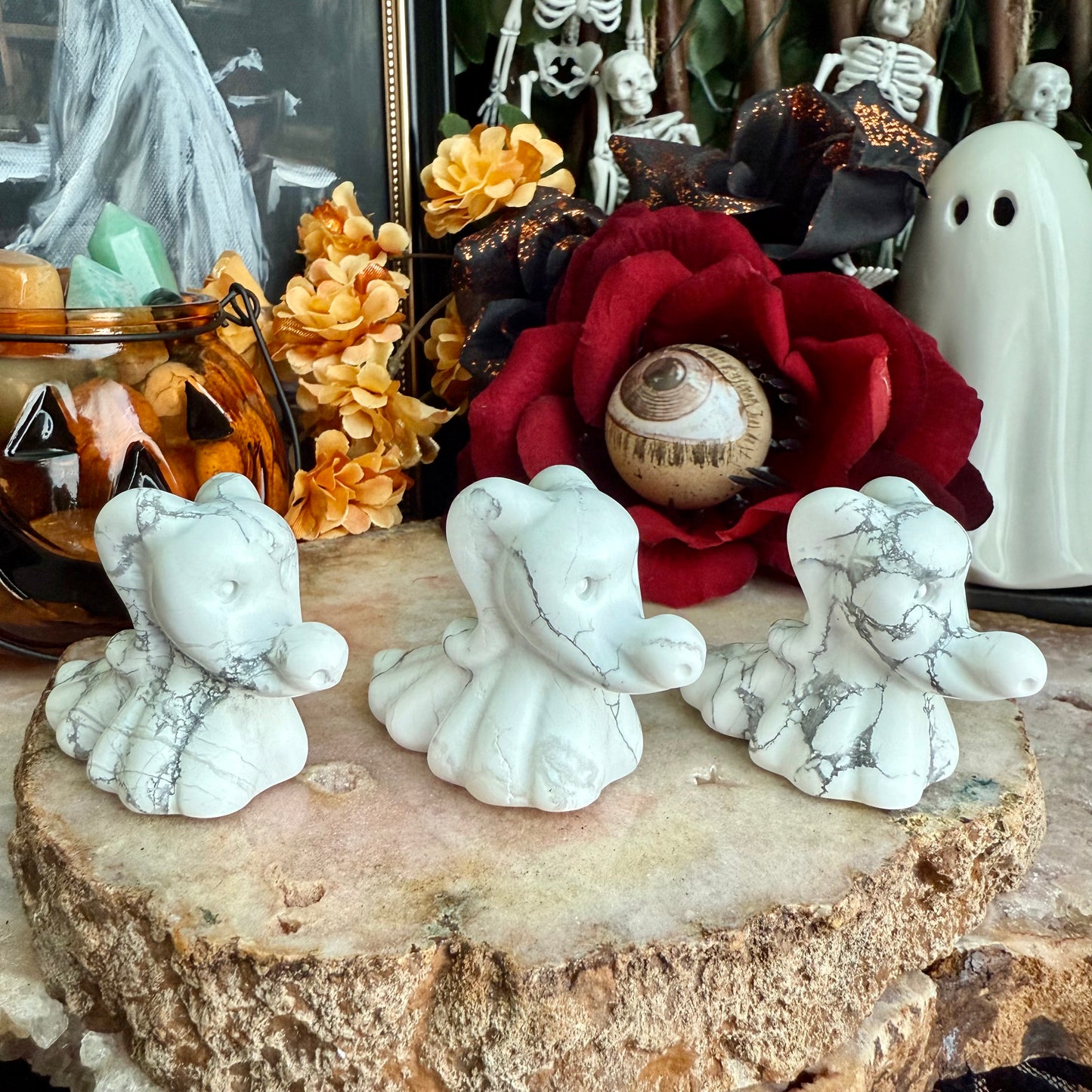 Howlite Carved Carved Zero, Calming Stone, Nightmare Before Christmas
