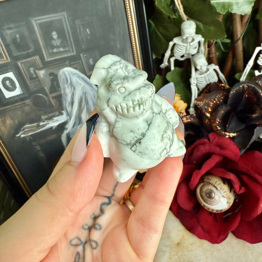 Carved Oogie Boogie, Nightmare Before Christmas, Lepidolite or Howlite