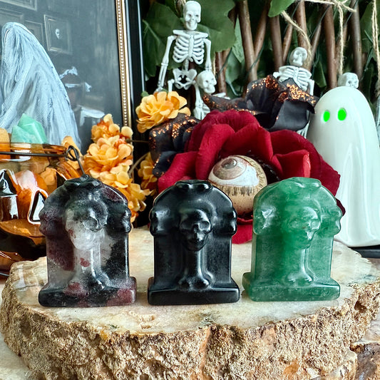 Small Skull Tombstone, Assorted Crystals, Choose Your Own!