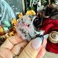 Icy Rhodonite Crescent Moon, Stone Of Compassion, Heart Chakra