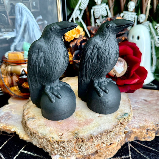 Large Black Obsidian Carved Raven, Powerful Protection, Negativity Crystal